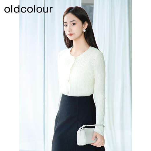 oldcolour春季新品时尚气质纯色圆领通勤毛织短外套女Q120512A1 商品图2