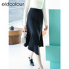 oldcolour春季新品黑色高腰时尚气质不规则百搭半身裙女Q120615A1 商品缩略图1