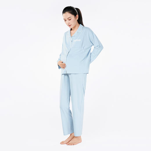 都市丽人女士正价棉质长袖套装薄针织提花快乐妈咪长袖类LHHCA2 商品图1