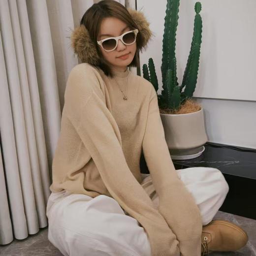 顺丰包邮42338洛诗琳焦糖肉桂色羊毛羊驼混纺双层领毛衣869 商品图4