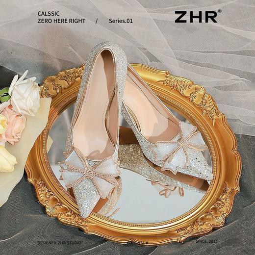 ZHR则则尖头蝴蝶结高跟鞋2025新款气质百搭细跟伴娘鞋单鞋新娘鞋 商品图5