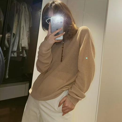 顺丰包邮42338洛诗琳焦糖肉桂色羊毛羊驼混纺双层领毛衣869 商品图1