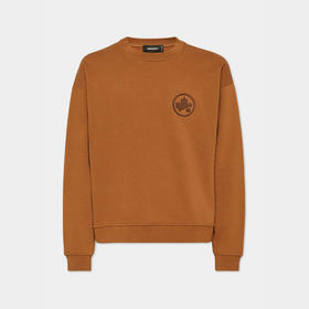 DSQUARED2 男士枫叶徽标贴片混纺棉质圆领运动卫衣 棕色 S74GU0809 D25006 133