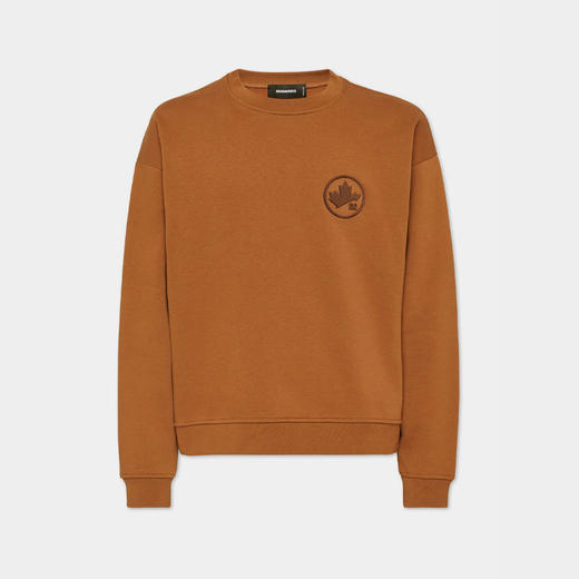 DSQUARED2 男士枫叶徽标贴片混纺棉质圆领运动卫衣 棕色 S74GU0809 D25006 133 商品图0