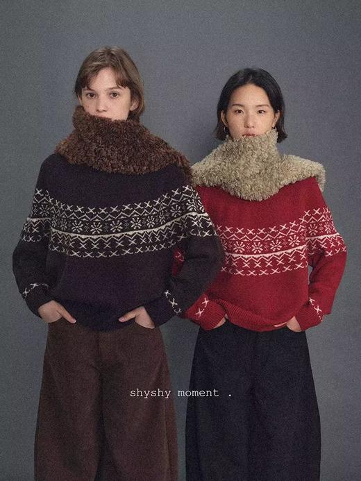 shyshystill/shy202411001/节日氛围感温暖冬季美丽奴羊毛套头毛衣 商品图0