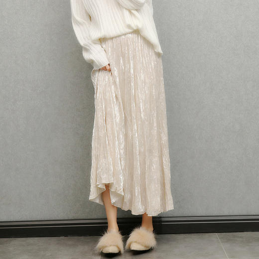 馥迦温柔优雅褶皱丝绒半身裙 商品图3