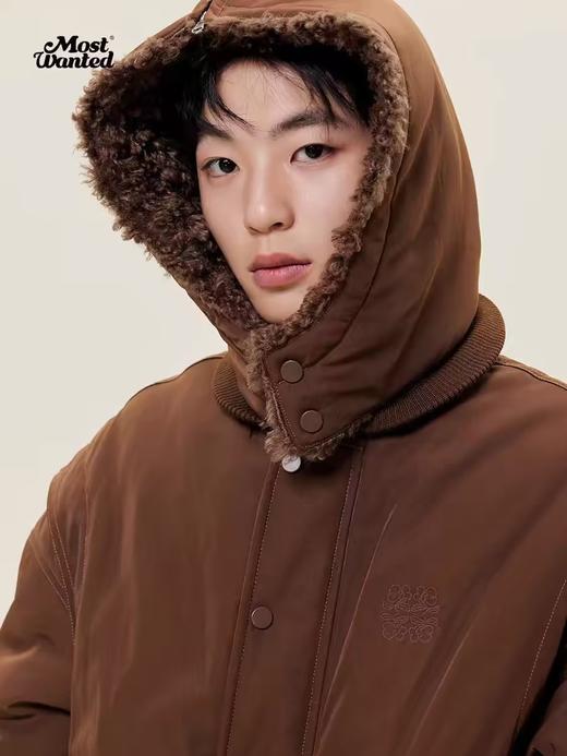 mostwantedlab彩虹/M2434087/可拆卸仿羊羔毛帽飞行员夹克 商品图3