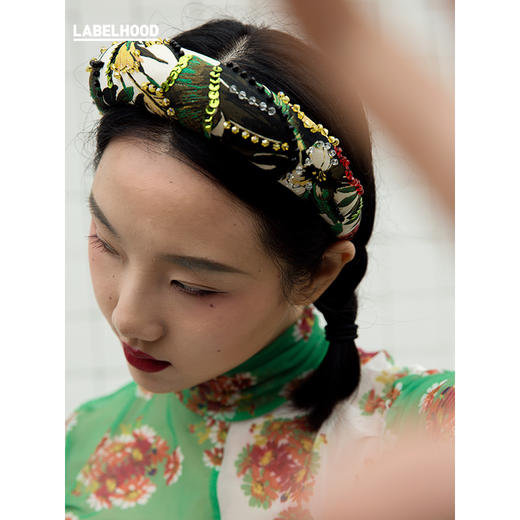 【SHUTINGQIU×LABELHOOD】宽印花钉珠发箍头饰 商品图0