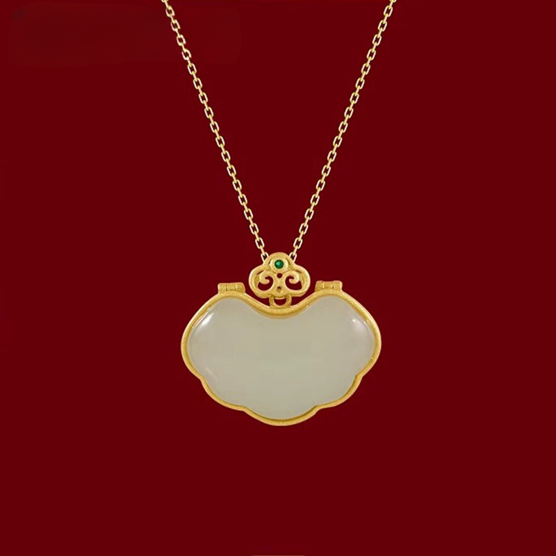 【宫里项链】和田玉平安如意锁项链