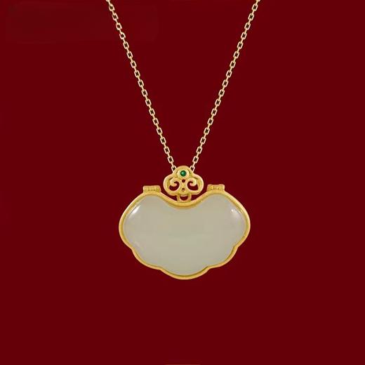 【宫里项链】和田玉平安如意锁项链 商品图0