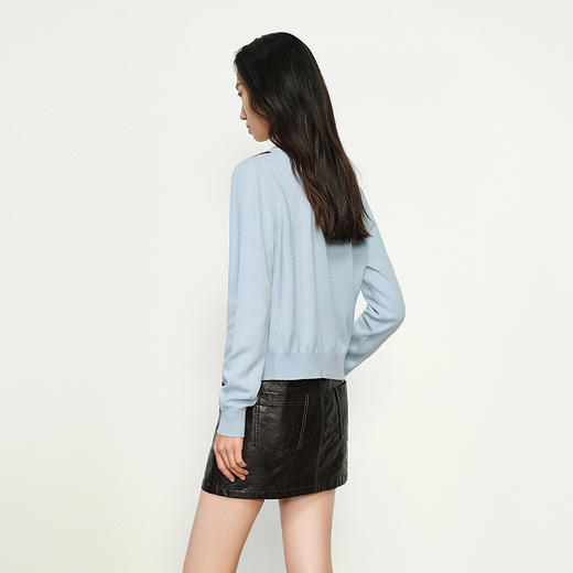 NEELLY纳俪商场同款春新款圆领时髦菱格针织衫女修身毛衣百搭开衫N25012A01036 商品图1