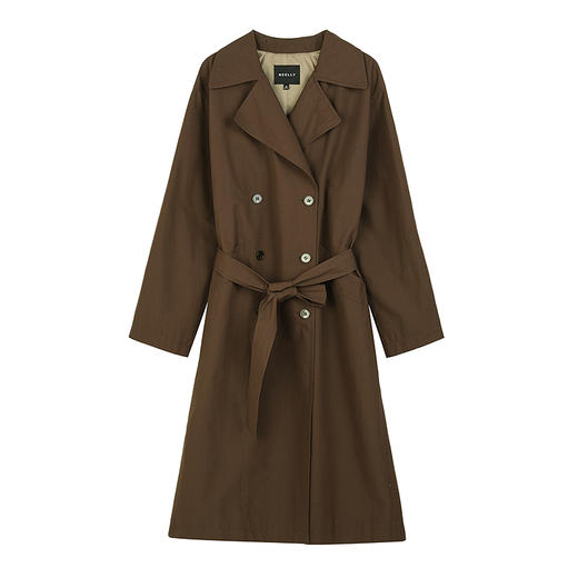 NEELLY纳俪商场同款春新款休闲双排扣风衣女长款收腰通勤百搭外套N25012F01055 商品图3