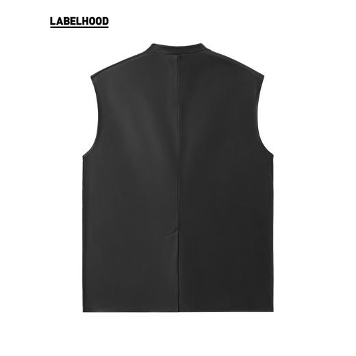 【HIDEMI×LABELHOOD】蕾虎联名简约无领廓形皮马甲外套 商品图4