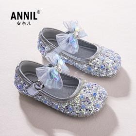 ANNIL/安奈儿2025春季新款女宝宝公主鞋软底女童皮鞋儿童单鞋闪亮水晶鞋HG5101224
