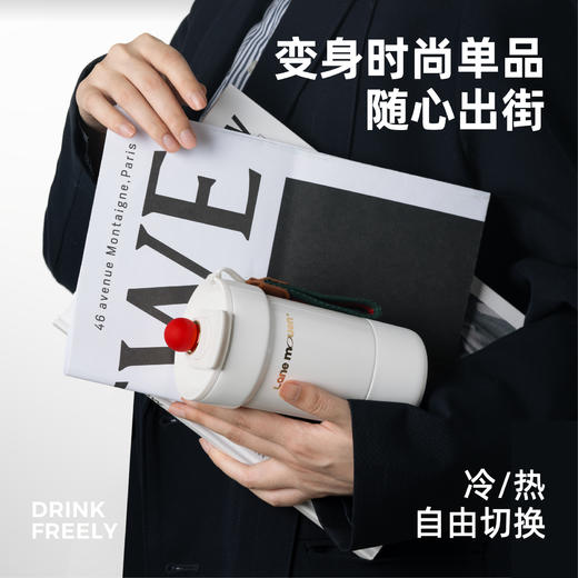 览萌316不锈钢双饮咖啡保温杯|360°密封倒置不漏，可直饮/吸管 商品图2