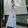 两三事水影香山2025春季新款优雅绣花串珠腰绳渐变色吊带裙连衣裙 商品缩略图1