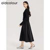 oldcolour春季新品黑色法式圆领时尚拼接针织连衣裙女Q120516A1 商品缩略图0