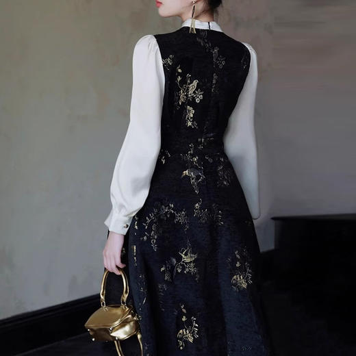 裁缝学苑AS406新中式国风假两件连衣裙纸样女装收腰复古长裙子样板打板 商品图3