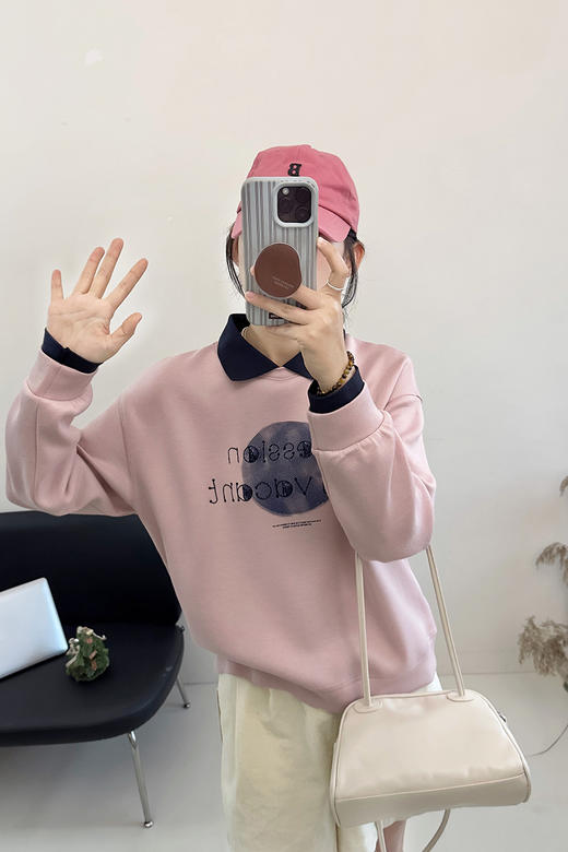 领撞色绣字母亮片珠地空气层卫衣 9621020006 商品图9