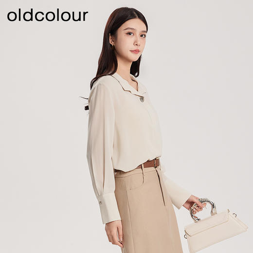 oldcolour春季新款时尚简约气质百搭通勤OL长袖衬衫女HQ130108A1 商品图2