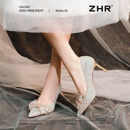 ZHR则则尖头蝴蝶结高跟鞋2025新款气质百搭细跟伴娘鞋单鞋新娘鞋 商品图9