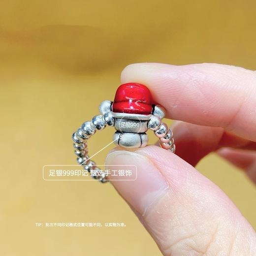足银999财神爷戒指环情侣款 小银珠戒指 新中式国风纯银珠戒指 复古礼物 商品图1