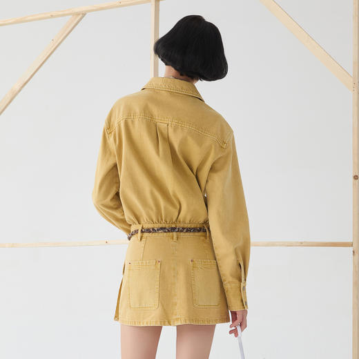 谜底连衣裙长袖女2025春季新品假两件式牛仔棉水洗短裙251ML0088 商品图2