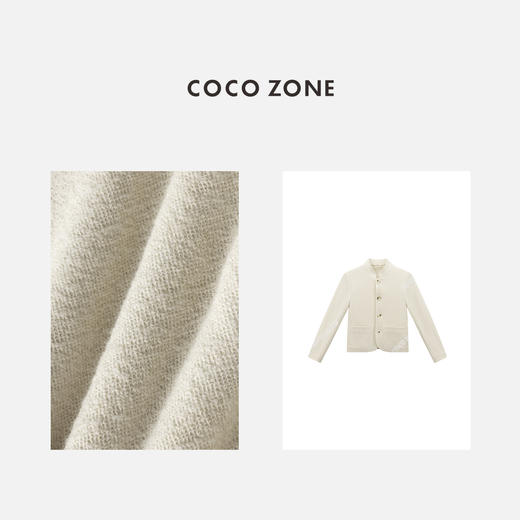 COCO ZONE 绵羊毛莱赛尔混纺立领单排扣外套 CC1C1541 商品图2