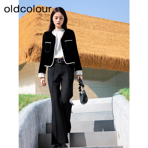 oldcolour春季新款黑色简约气质时尚百搭宽松短外套女Q110418A1 商品图2