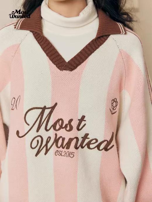 mostwantedlab彩虹/M2434145/复古条纹针织球衣polo衫 商品图1