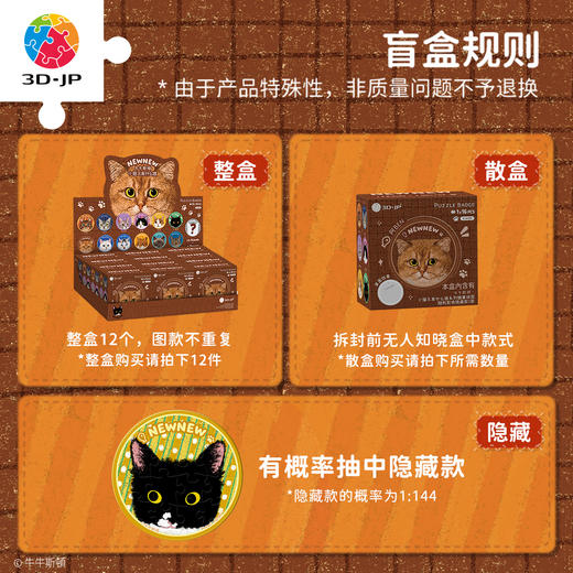 16片 徽章盲盒拼图 BD1166 牛牛斯顿-小猫又有什么错系列 商品图4