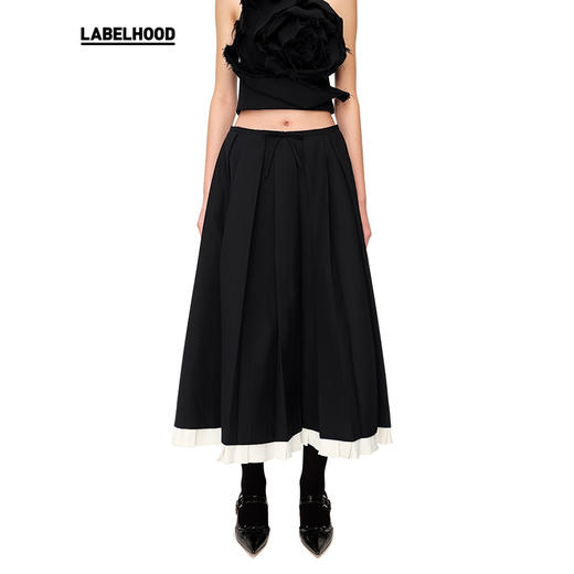 【SHUSHUTONG】蕾虎简约裙边装饰百褶中长伞裙经典款半裙 商品图2