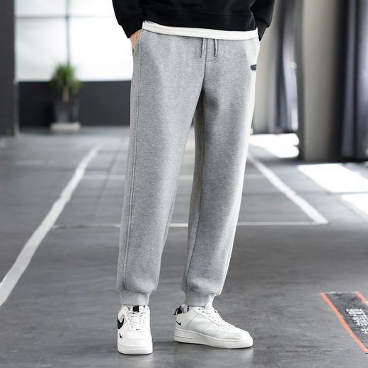 男裤秋冬加绒加厚针织罗纹工艺束脚裤运动长裤青少年休闲裤卫裤 商品图7