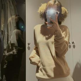 顺丰包邮42338洛诗琳焦糖肉桂色羊毛羊驼混纺双层领毛衣869