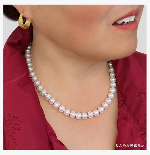 戎韵《珍爱》珍珠项链  天然无核淡水珍珠  搭配纯银元宝扣头  专为妈妈设计 商品图4