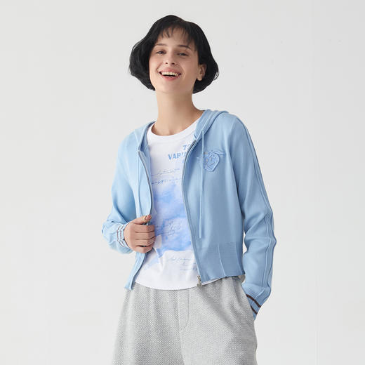 谜底连帽针织衫外套2025春新品学院风百搭针织开衫长袖251MZ0325 商品图0