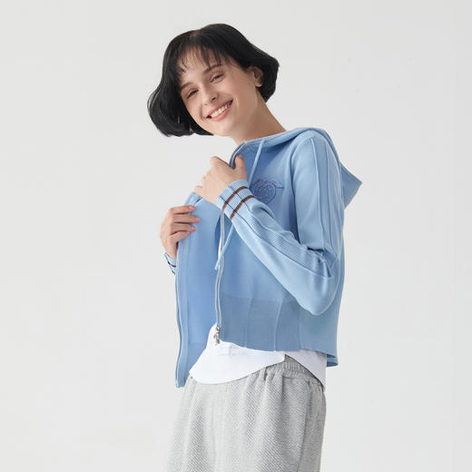 谜底连帽针织衫外套2025春新品学院风百搭针织开衫长袖251MZ0325 商品图2