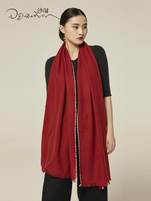 西藏手工氆氇羊绒围巾SJF94P391W 商品图1