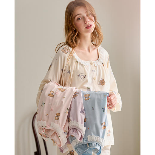 芬腾月子服春秋季新款纯棉长袖睡衣女孕妇产后哺乳全棉家居服套装 商品图4