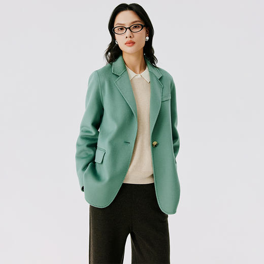 东黎 • 山羊绒女士秋冬西服领一粒扣双面羊绒呢大衣 4597 商品图8