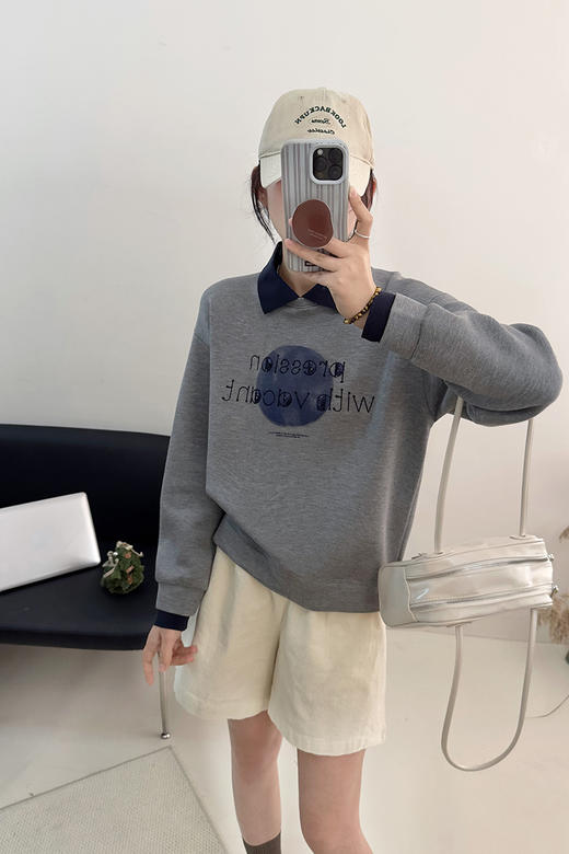 领撞色绣字母亮片珠地空气层卫衣 9621020006 商品图10