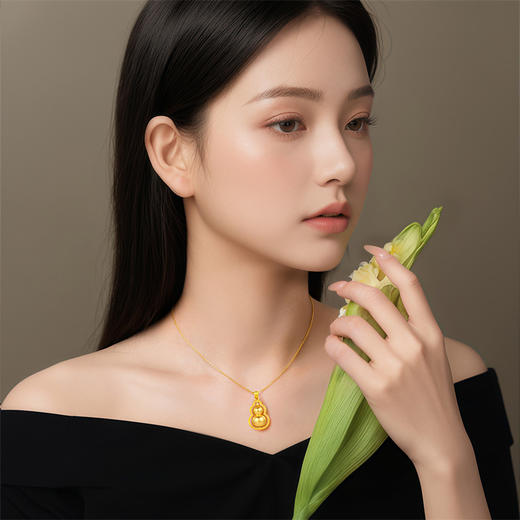 典粹葫芦吊坠 足金古法金可转动葫芦黄金福禄挂坠男女情侣款【按克计价黄金1】MEMORA诗普琳GP286501 商品图1