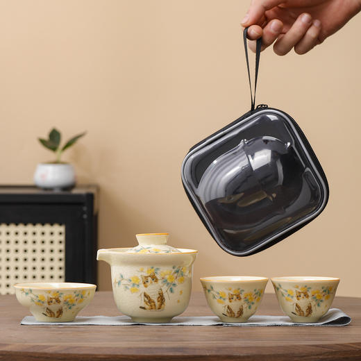 【旅行茶具套装！一包收纳】旅行茶具套装户外露营便携式快客杯功夫茶具礼品商务伴手礼 商品图0