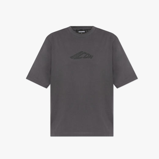 DSQUARED2 女士徽标印花棉质圆领短袖T恤 深灰色 S80GC0071 D20020 854 商品图0