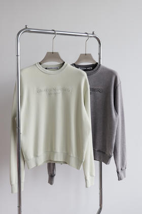 A1exanderw@ng 鸭梨山大w 中性徽标压花字母圆领卫衣 WY883