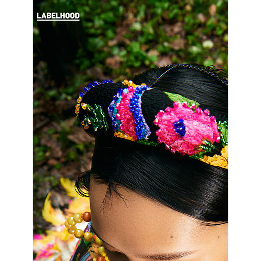 【SHUTINGQIU×LABELHOOD】宽印花钉珠发箍头饰 商品图4