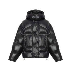 DSQUARED2 男士徽标绗缝连帽羽绒服 黑色 S79AM0062 S60518 900