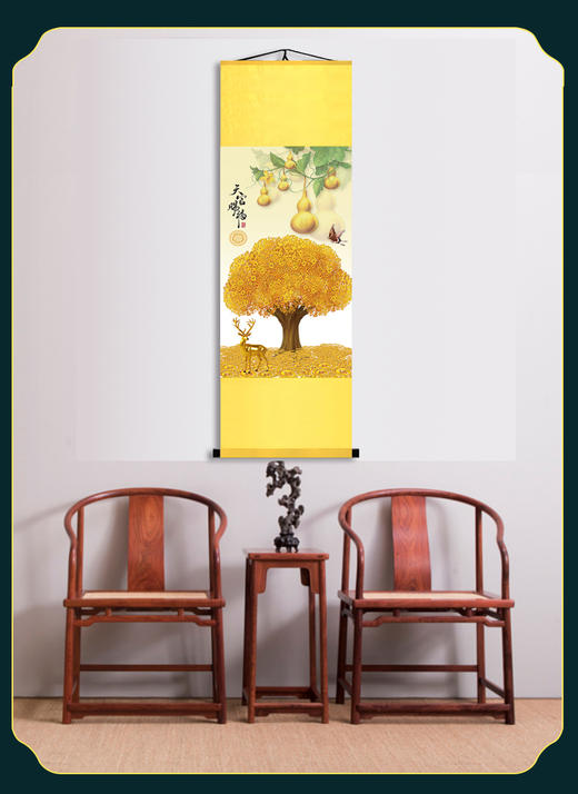 富贵吉祥葫芦画客厅办公室卷轴挂画 商品图3