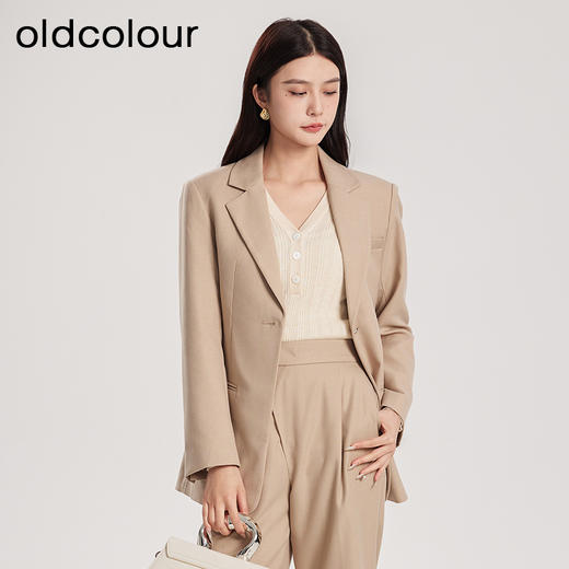 oldcolour春新款卡其色休闲简约职场通勤披肩西装外套女Q110417A1 商品图1