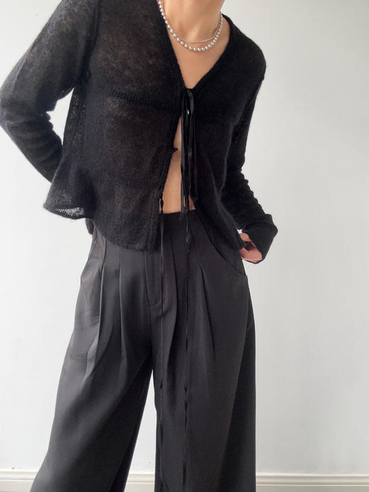 TU｜C05AW24-KW01 系带超轻针织开衫 [ 黑BK00 / 白WT00 / 棕BR00 ] 商品图0